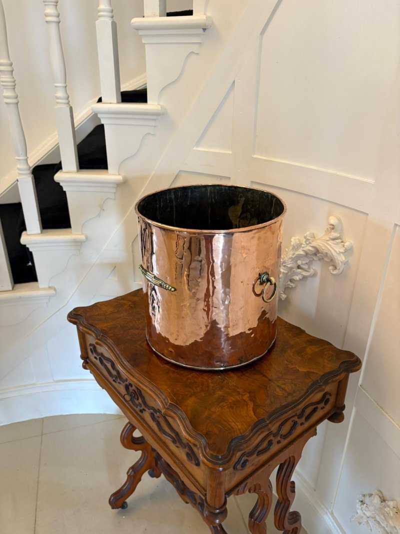 Antique Victorian Quality Copper and Brass Coal Bin